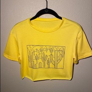 Cactus Design Yellow Crop Top